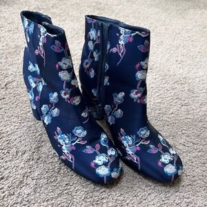 Urban Outfitters Juliet Blue Floral Ankle Boots